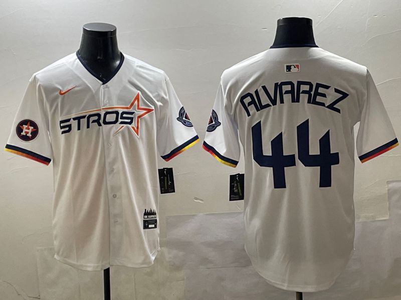 Men Houston Astros 44 Alvarez Cream Three generations Joint Name 2025 Nike MLB Jersey style 2